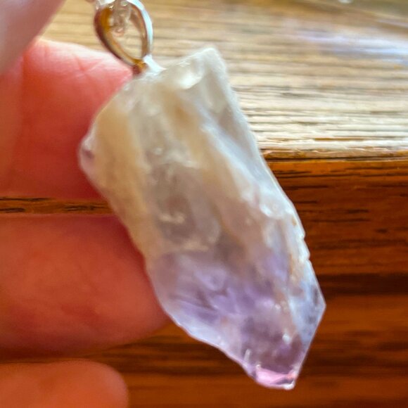 Raw Amethyst with some Druzy Pendant with Silver Chain (Reduced Shipping!) - Picture 4 of 5